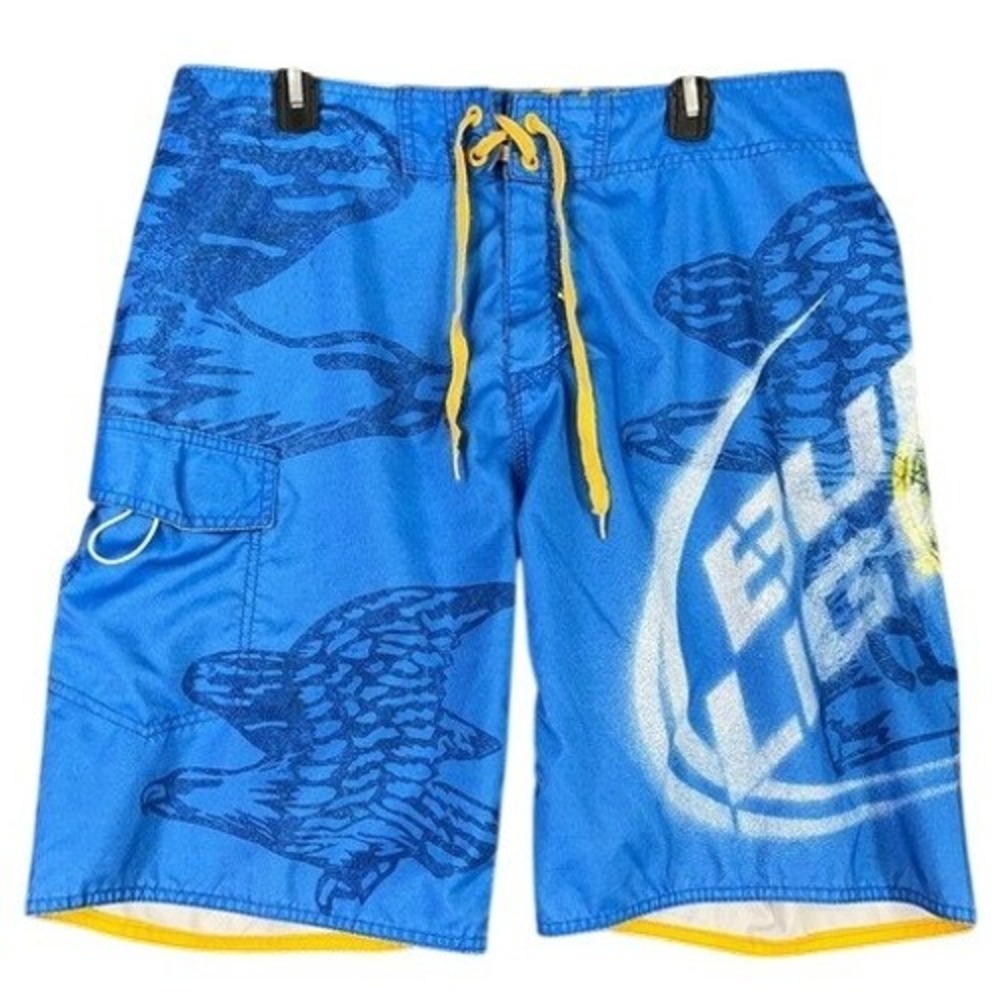 Bud Light Swim Shorts Mens M Blue Beer Party Bathing Suit Swimwear‎ Pool Beach